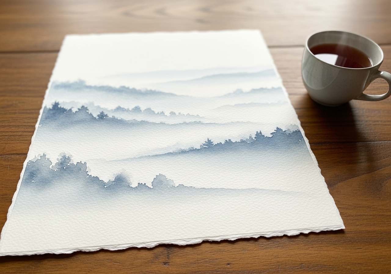 Пейзаж акварелью